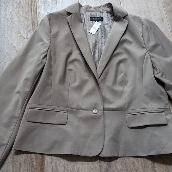 Talbots NEW wool blend Tan one button blazer size 14 - Picture 5 of 12